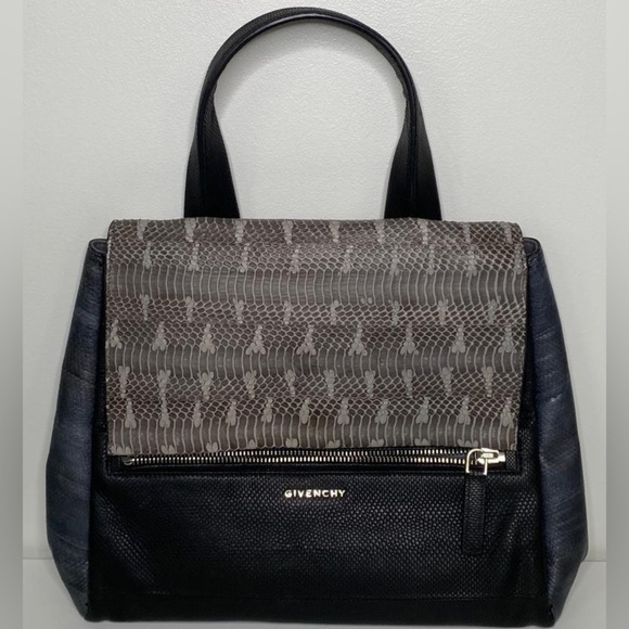 Givenchy Handbags - Givenchy Large Pandora Grey Water-snake  and Blue and Black Python Bag